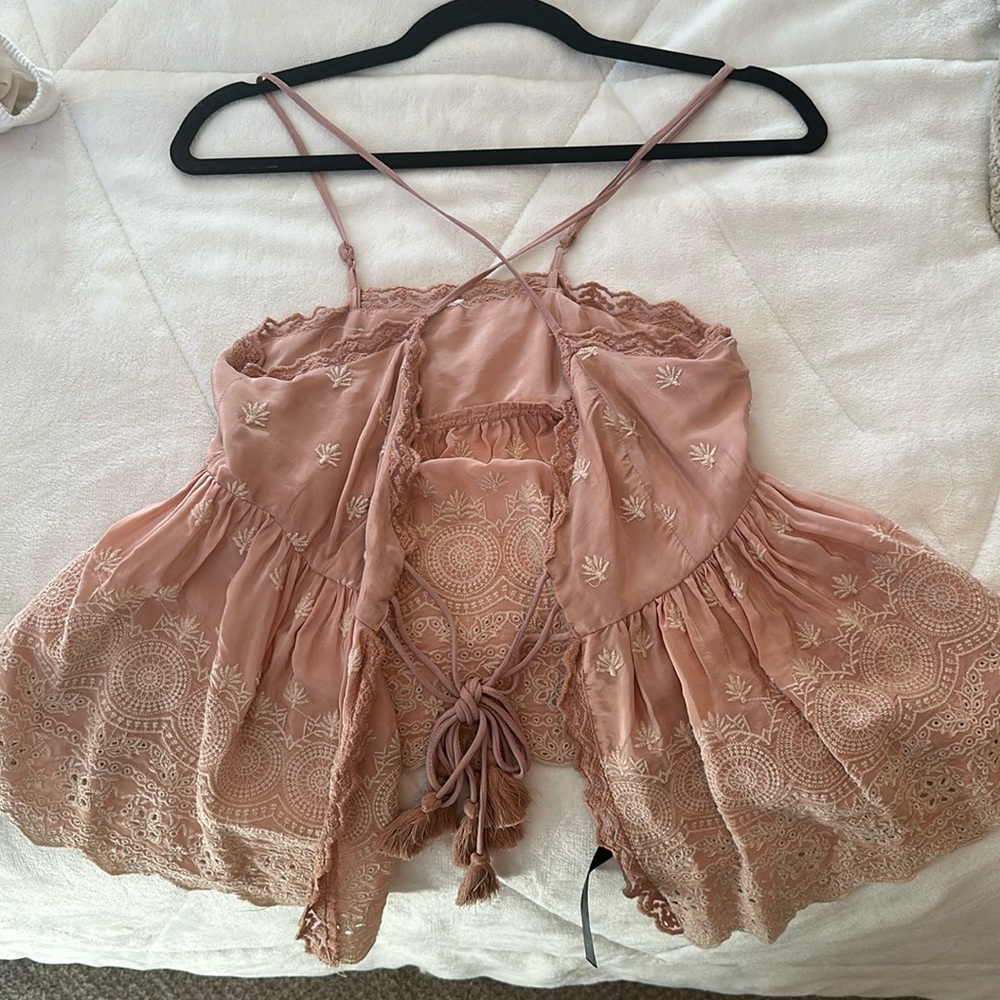 Pale pink boho tank top